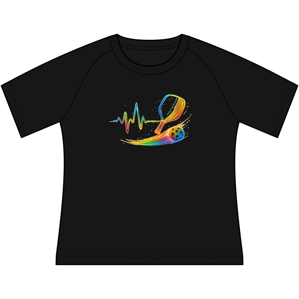 Women's Scoop Neck Tee — Rainbow Heartbeat Moisture wicking