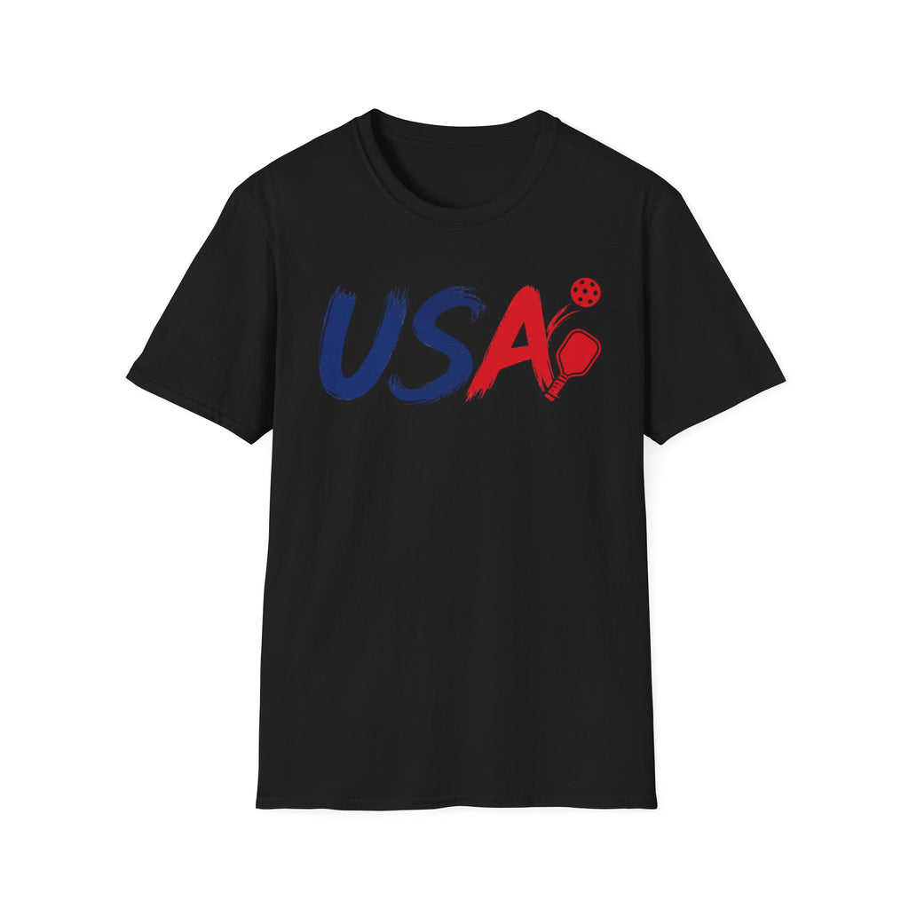 USA Flag Pickleball Broad Stroke T-Shirt
