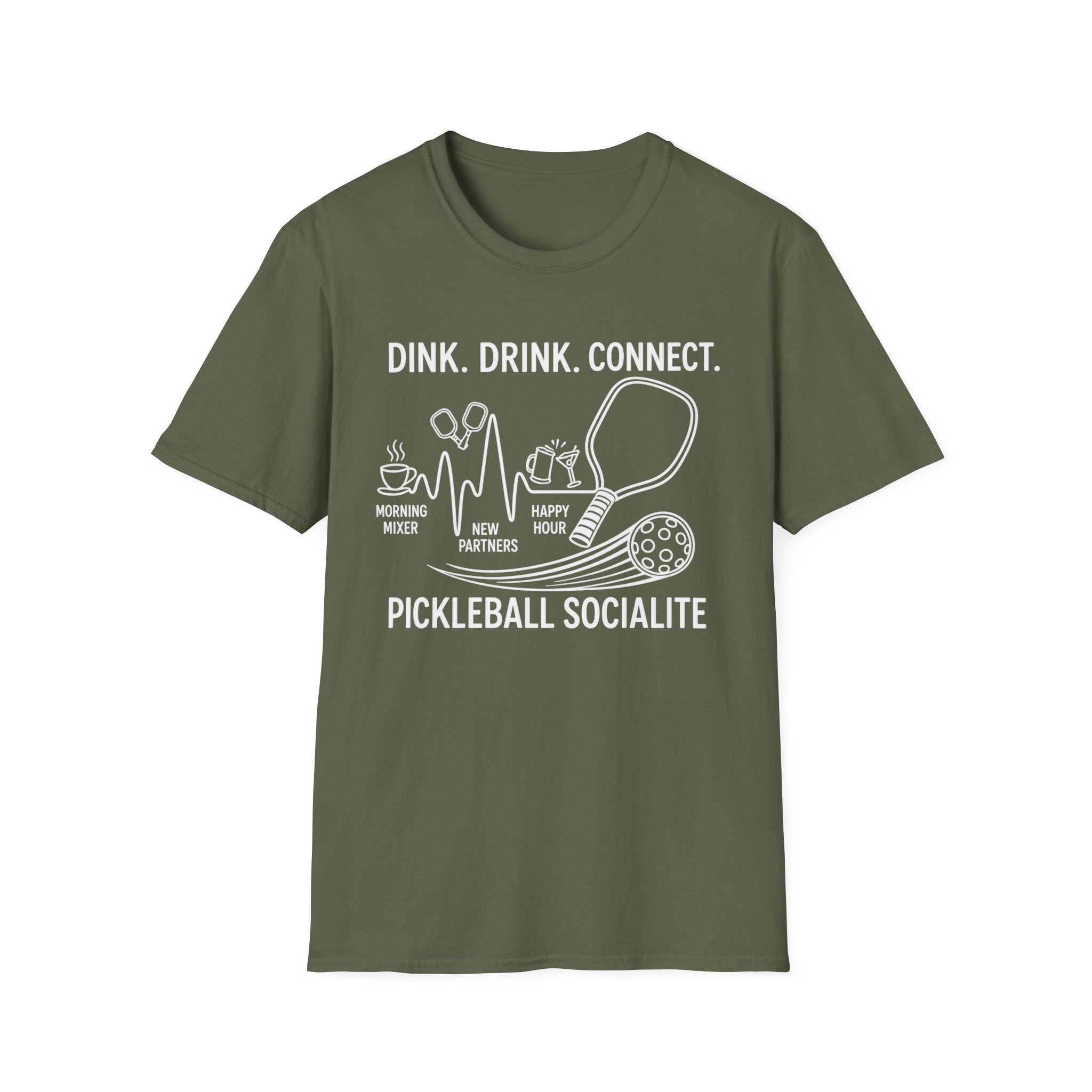 Dink. Drink. Connect. Pickleball Socialite Dark T-shirt