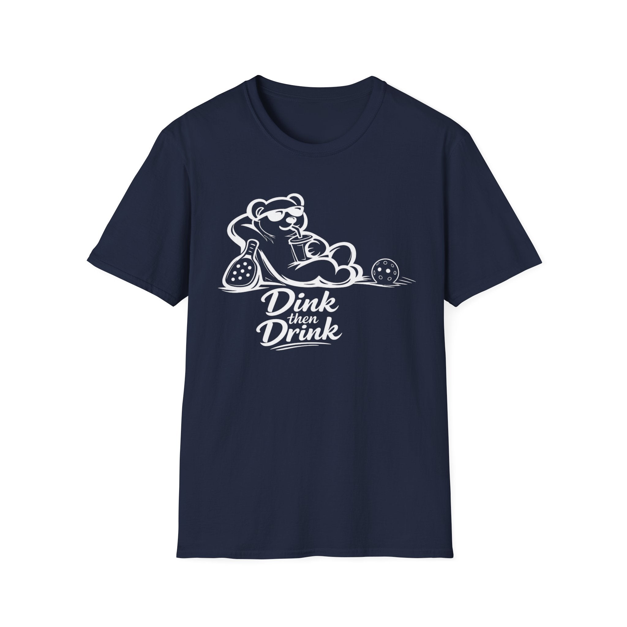 Dinks Then Drinks Teddy Bear Dark T-Shirt