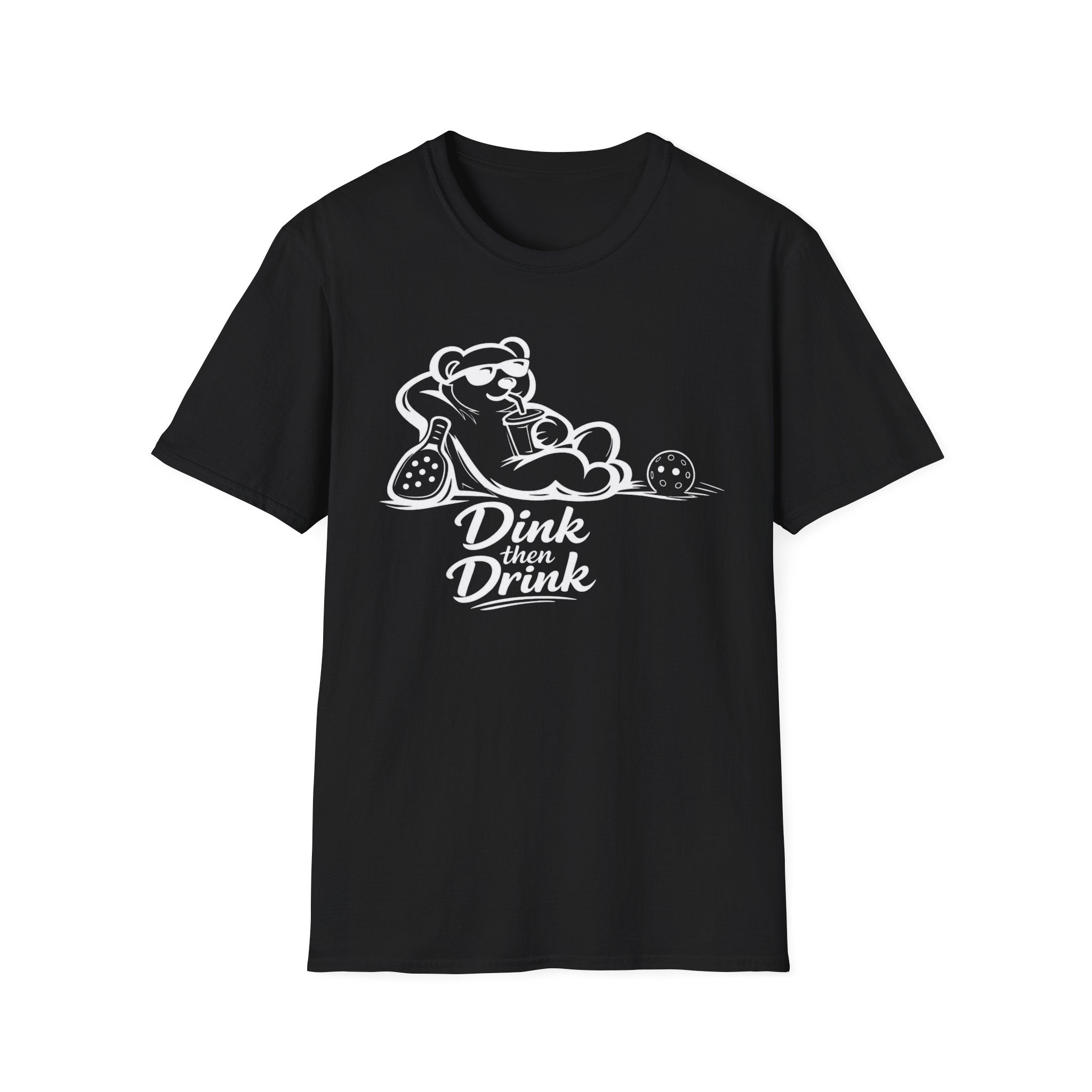 Dinks Then Drinks Teddy Bear Dark T-Shirt
