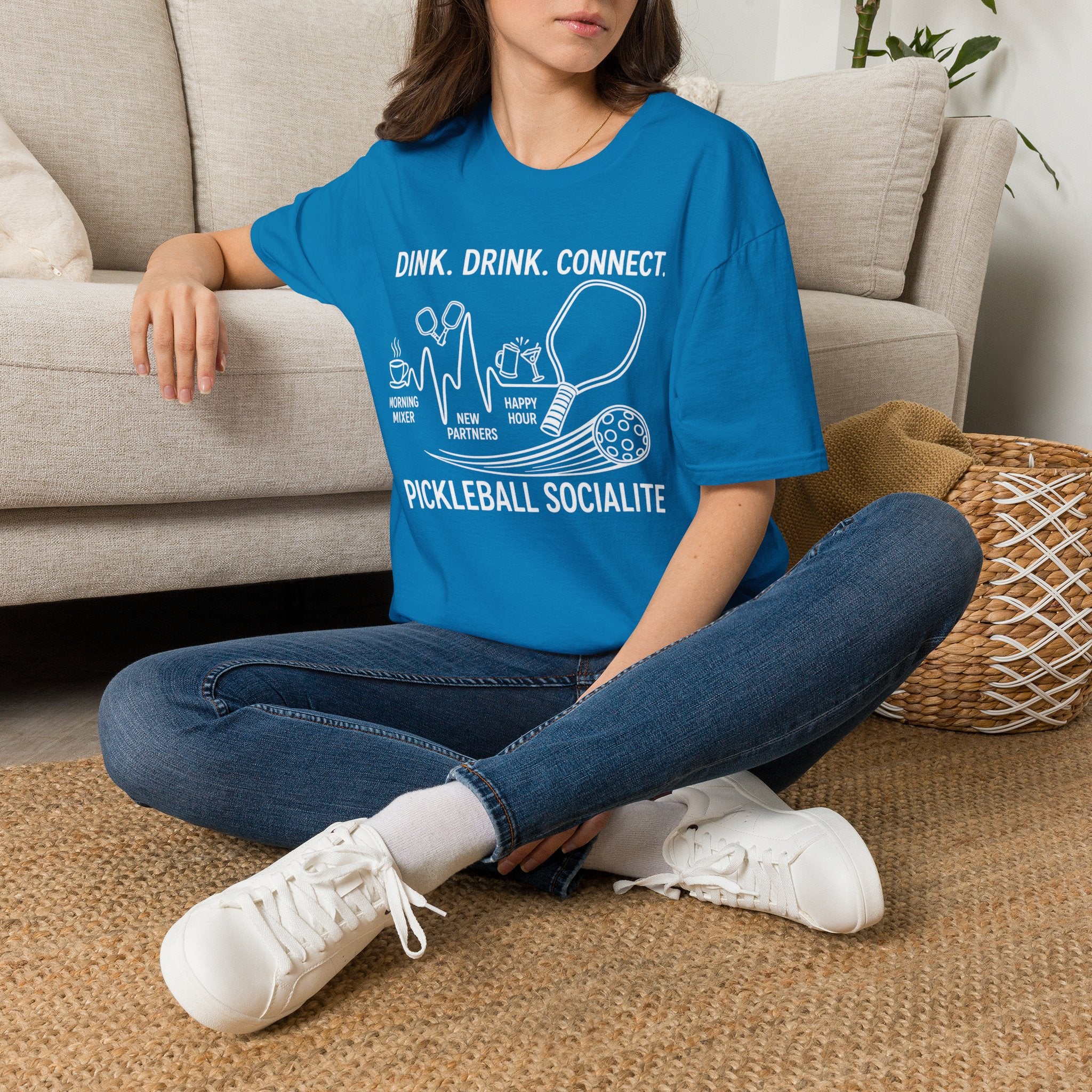 Dink. Drink. Connect. Pickleball Socialite Dark T-shirt
