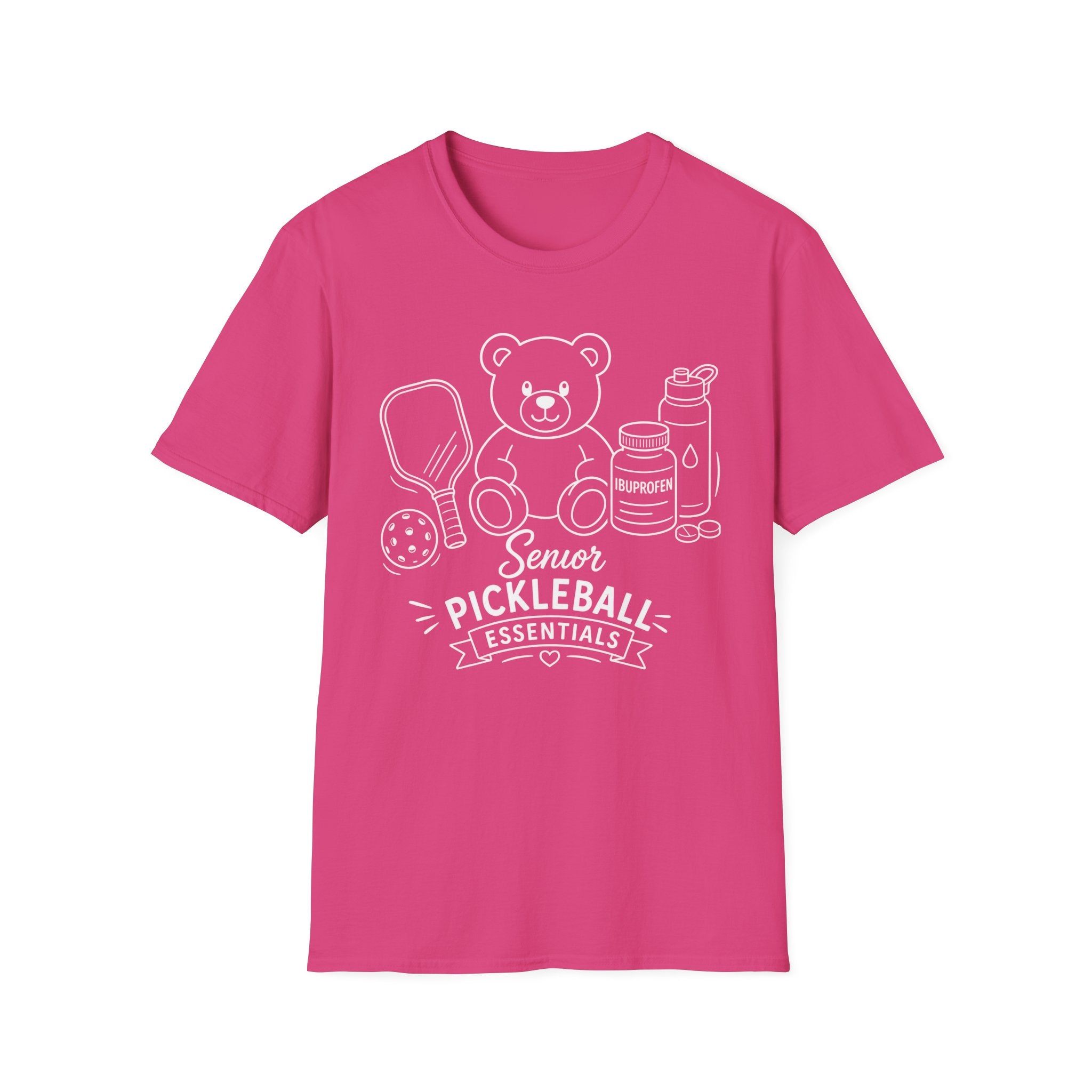 Senior Pickleball Essentials Teddy Bear Dark T-Shirt