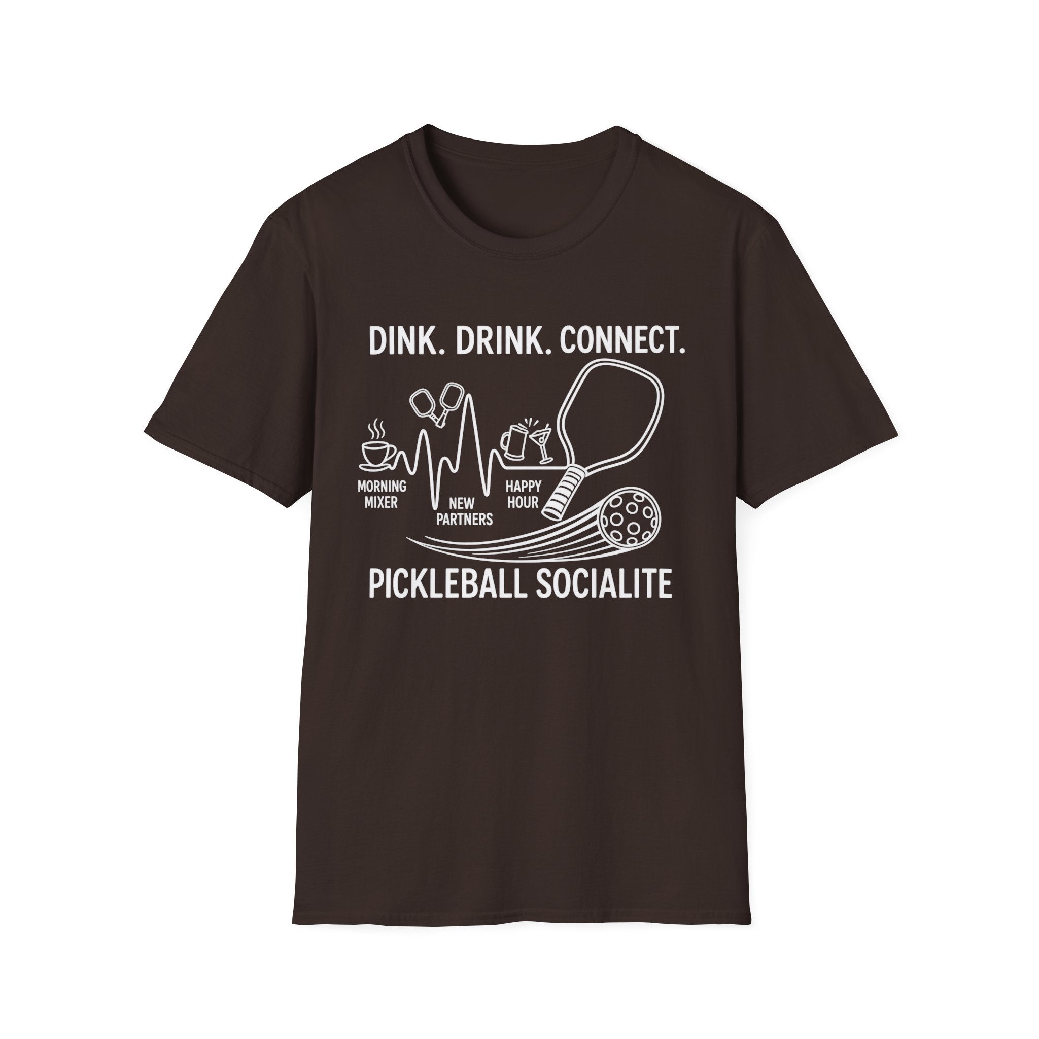 Dink. Drink. Connect. Pickleball Socialite Dark T-shirt