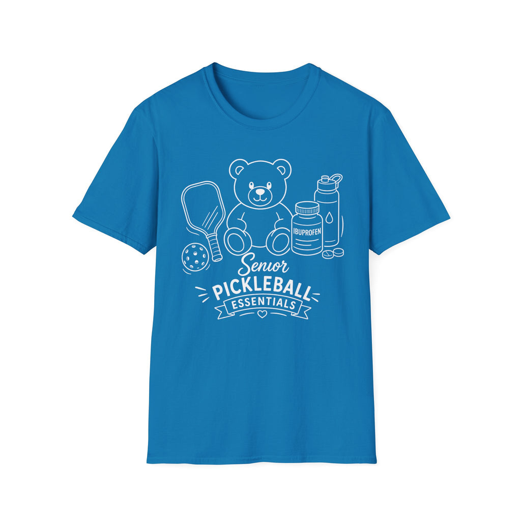 Senior Pickleball Essentials Teddy Bear Dark T-Shirt