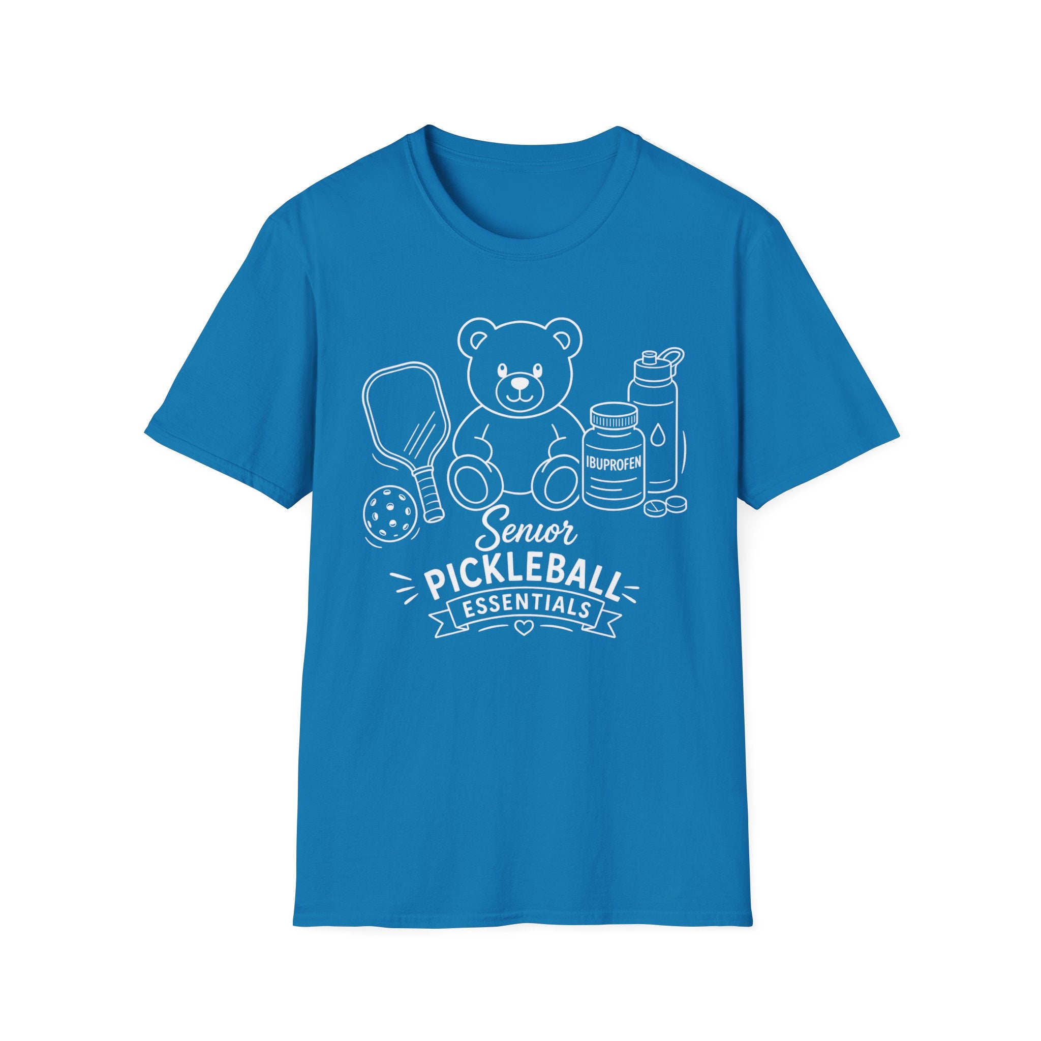 Senior Pickleball Essentials Teddy Bear Dark T-Shirt