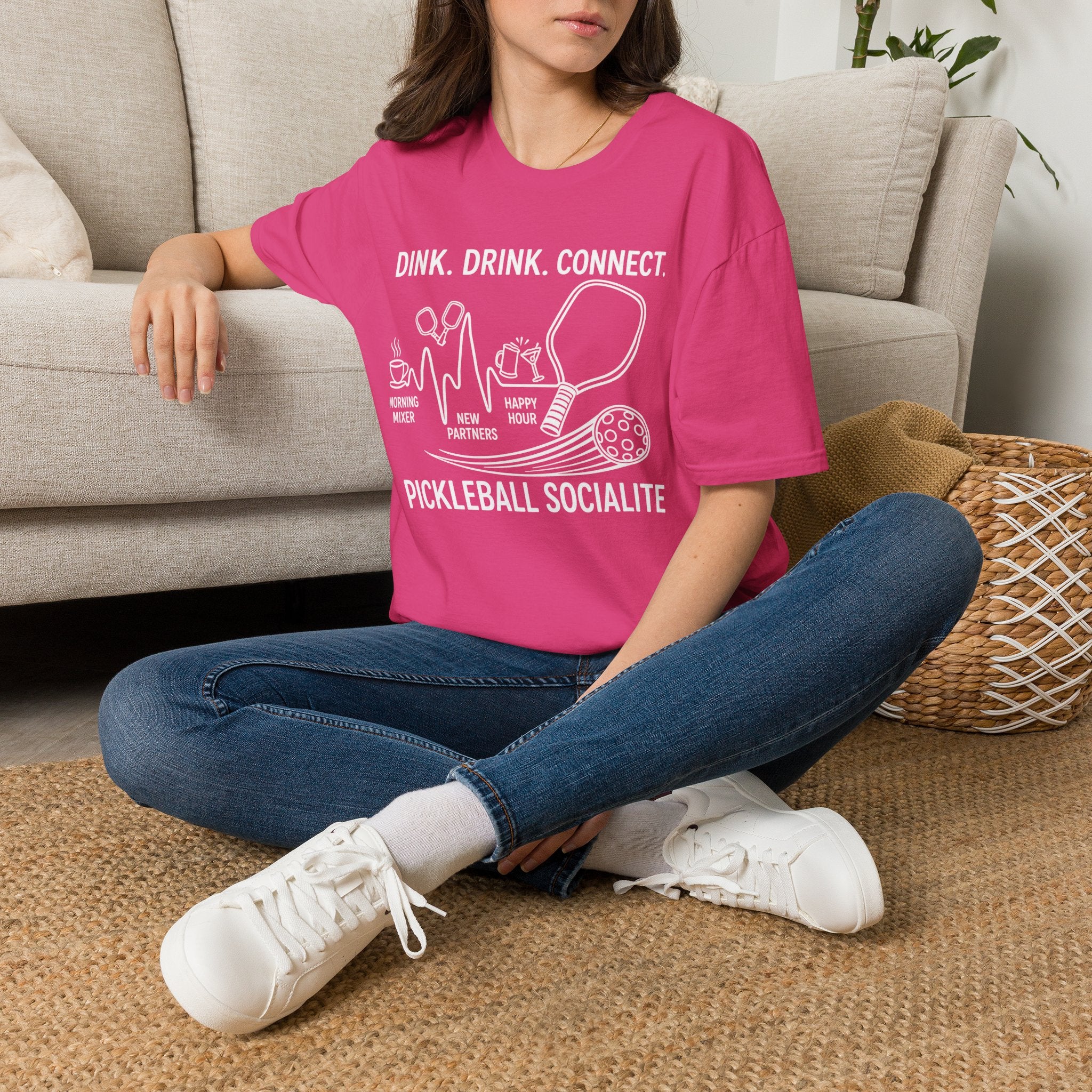 Dink. Drink. Connect. Pickleball Socialite Dark T-shirt