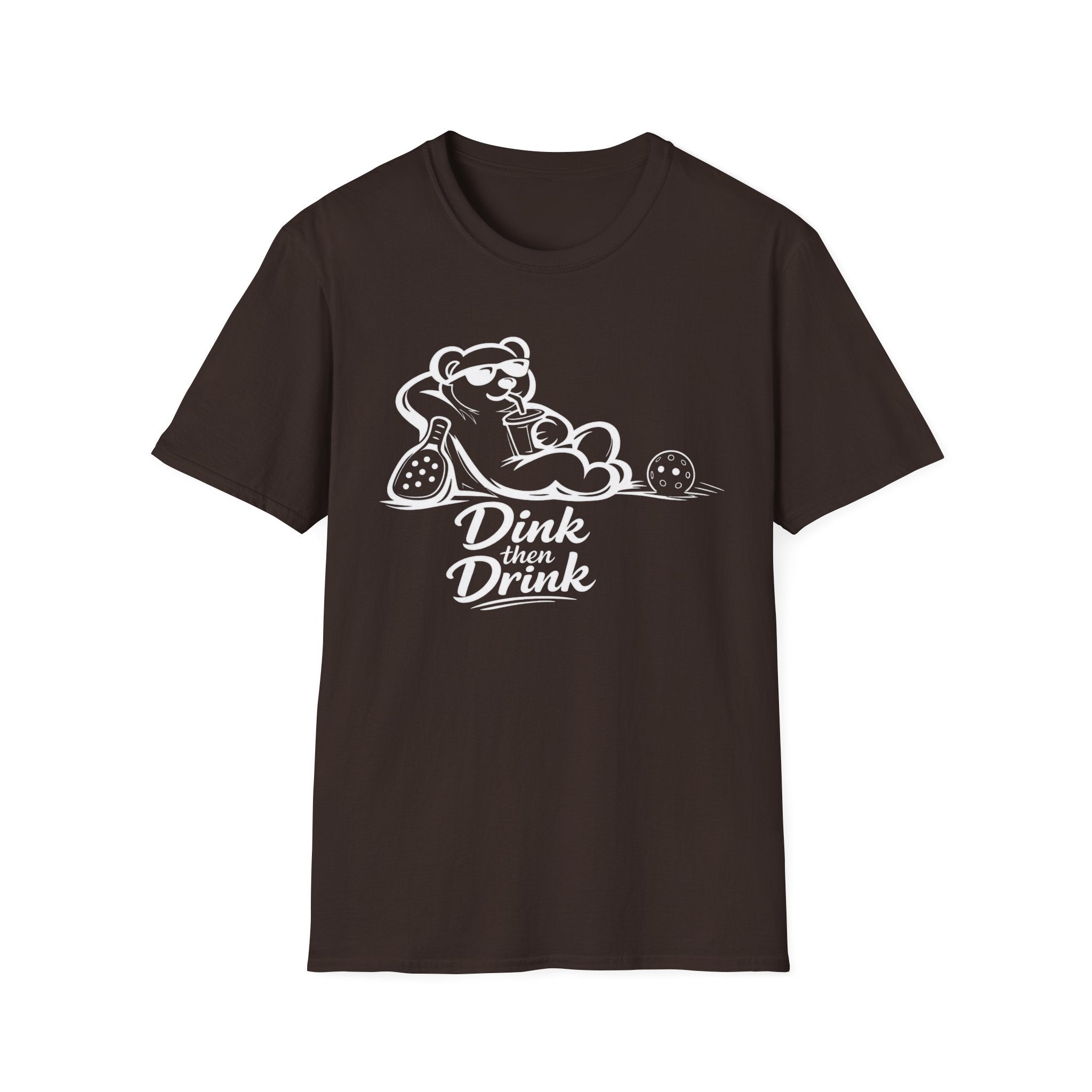 Dinks Then Drinks Teddy Bear Dark T-Shirt