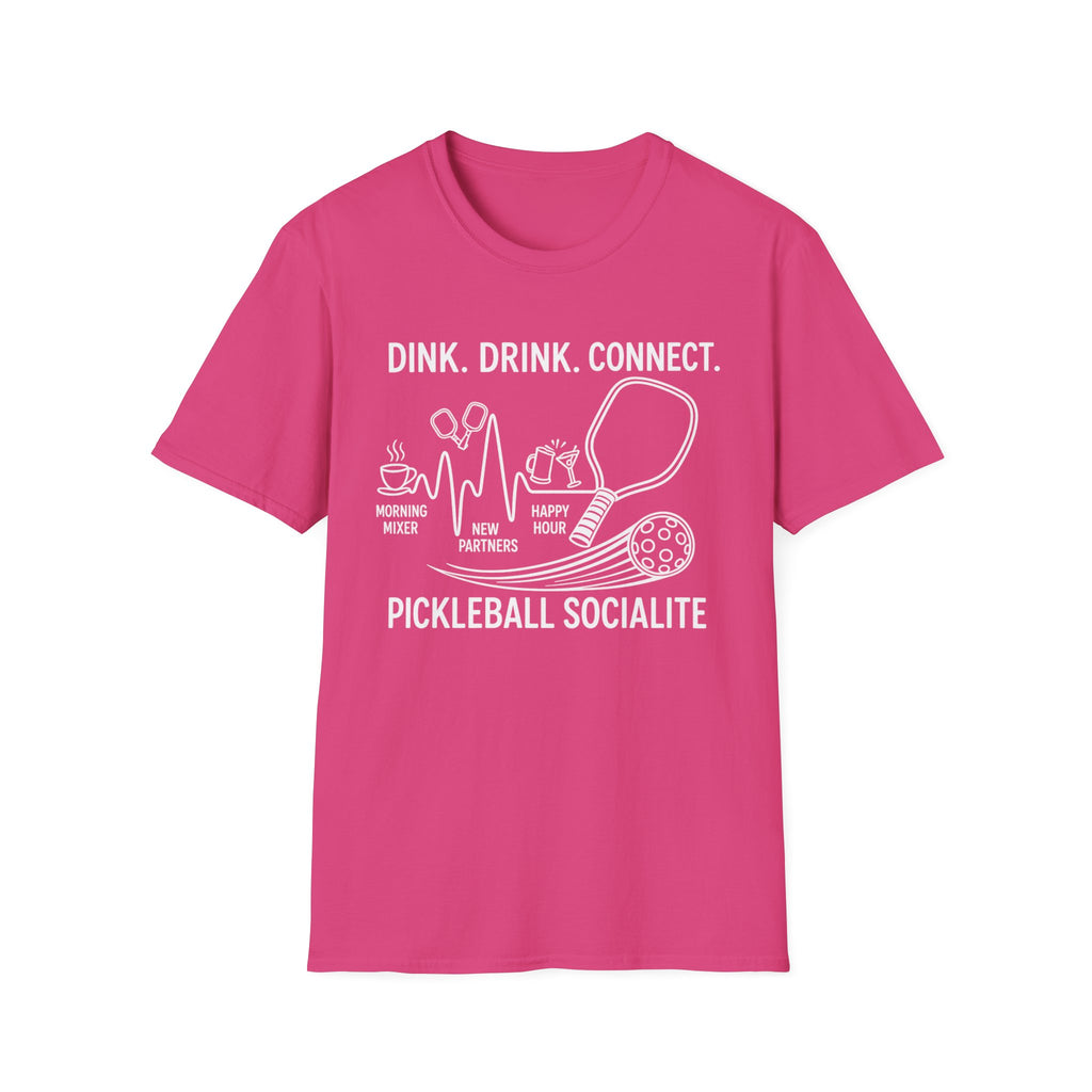 Dink. Drink. Connect. Pickleball Socialite Dark T-shirt