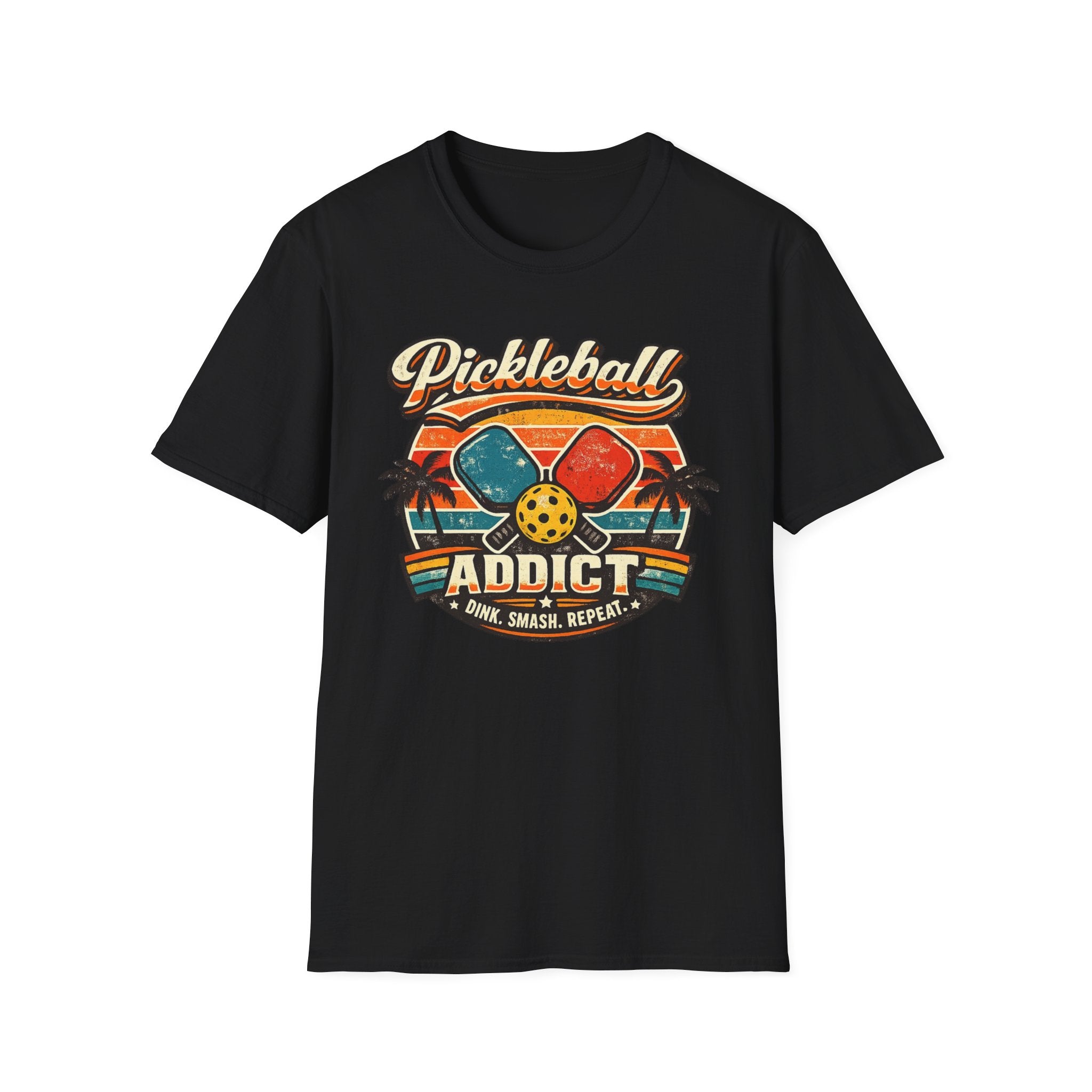 Retro Pickleball Addict Dark T-Shirt