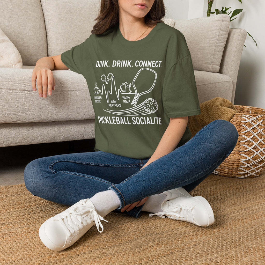Dink. Drink. Connect. Pickleball Socialite Dark T-shirt