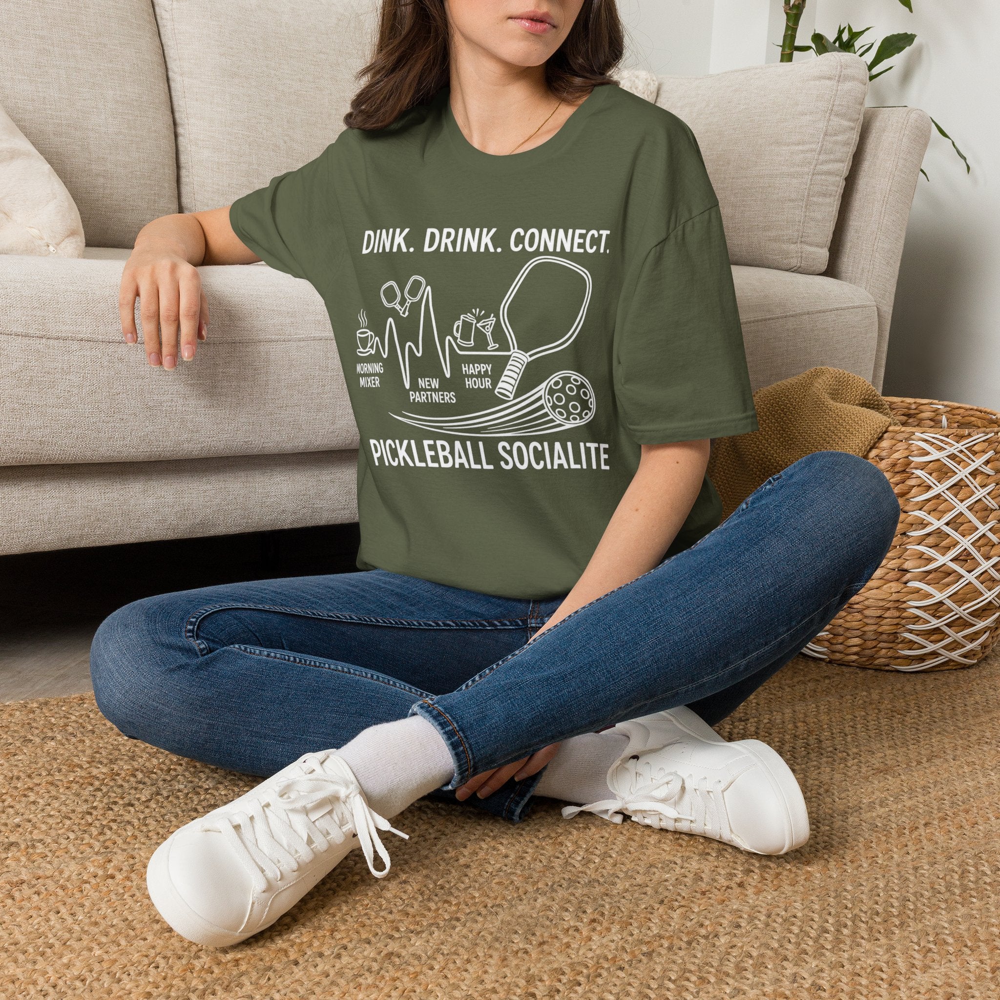 Dink. Drink. Connect. Pickleball Socialite Dark T-shirt