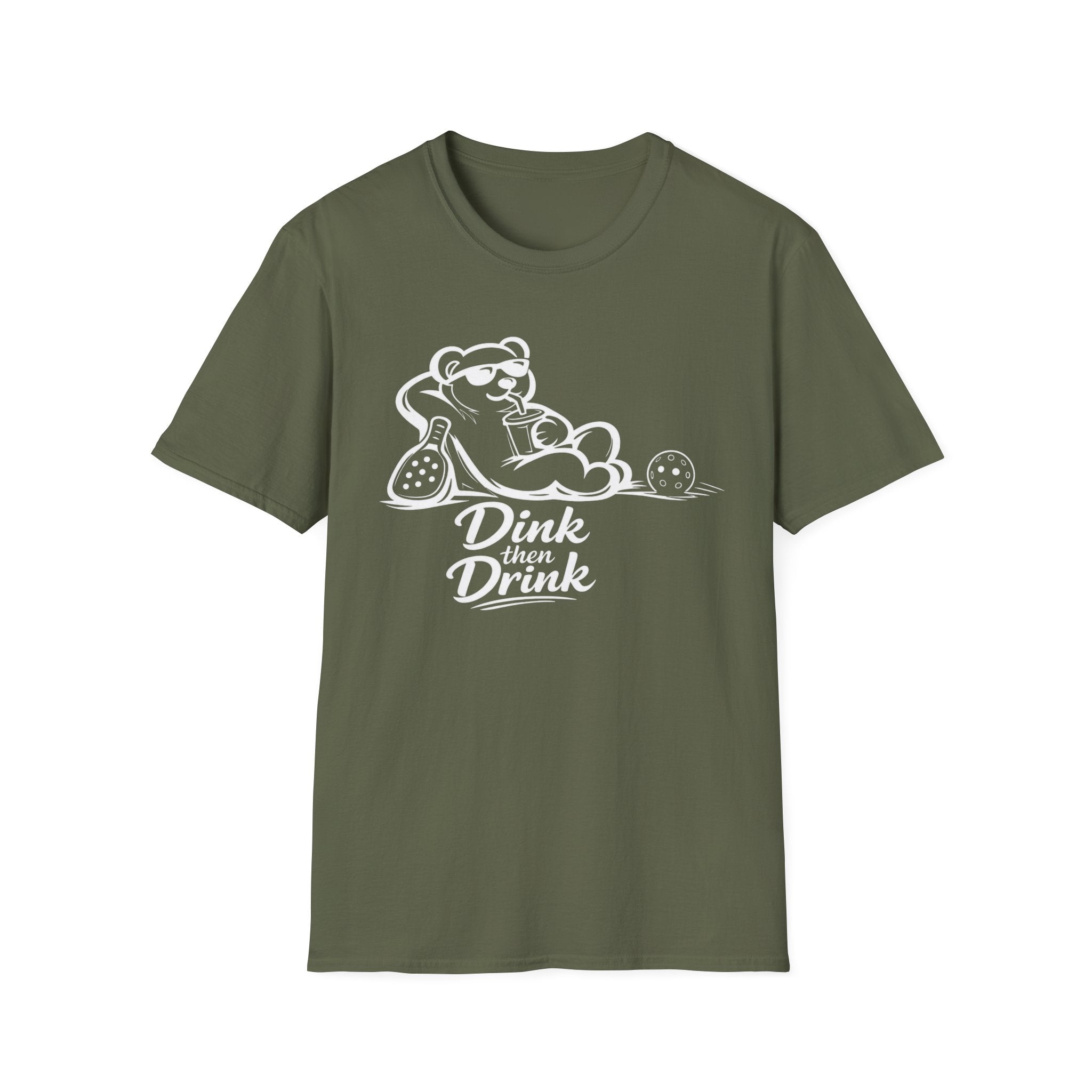 Dinks Then Drinks Teddy Bear Dark T-Shirt