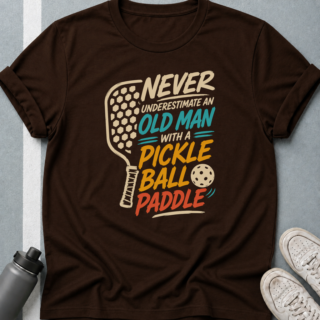 Never Underestimate an Old Man with a Pickleball Paddle Dark Color T-Shirt
