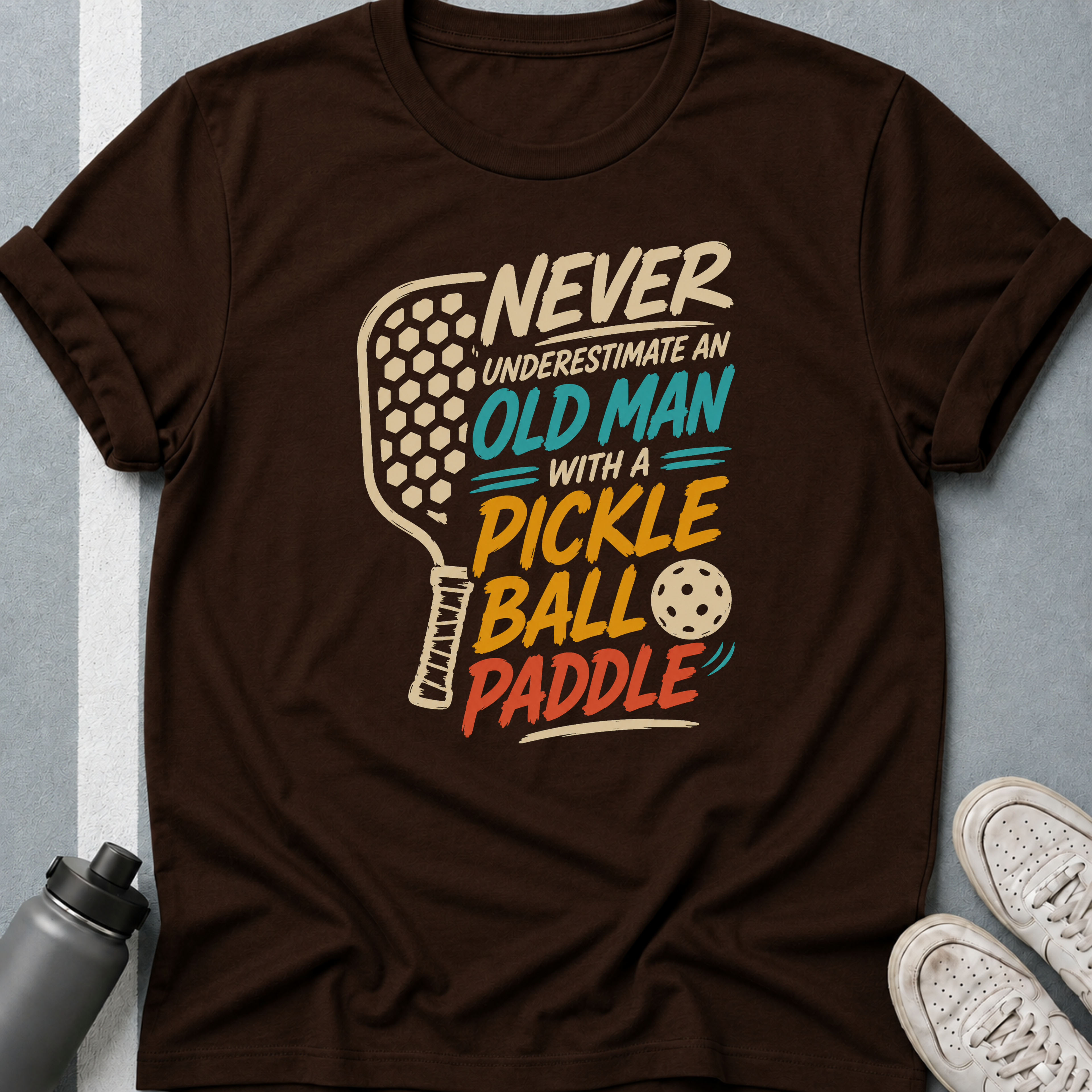 Never Underestimate an Old Man with a Pickleball Paddle Dark Color T-Shirt