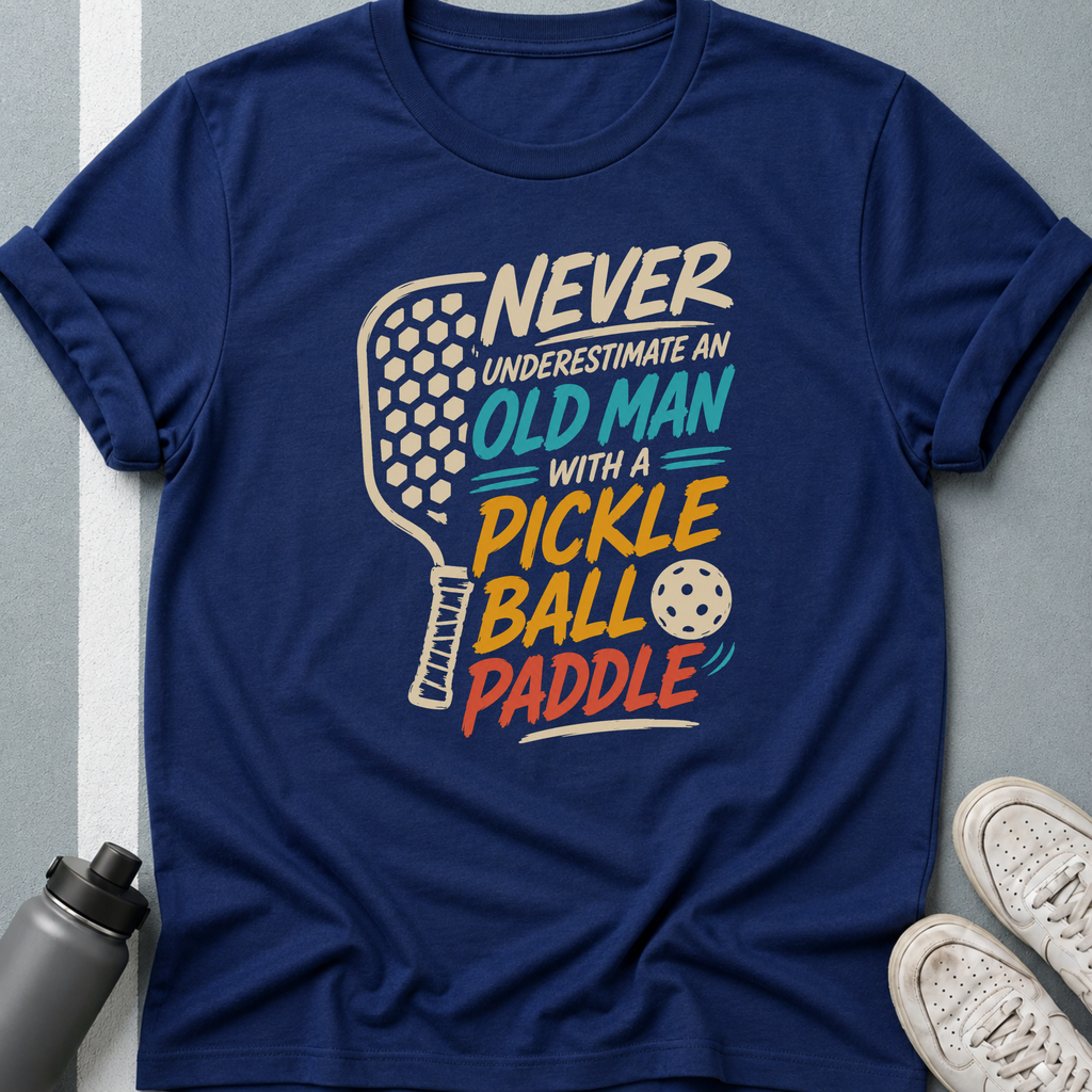 Never Underestimate an Old Man with a Pickleball Paddle Dark Color T-Shirt