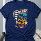 Never Underestimate an Old Man with a Pickleball Paddle Dark Color T-Shirt