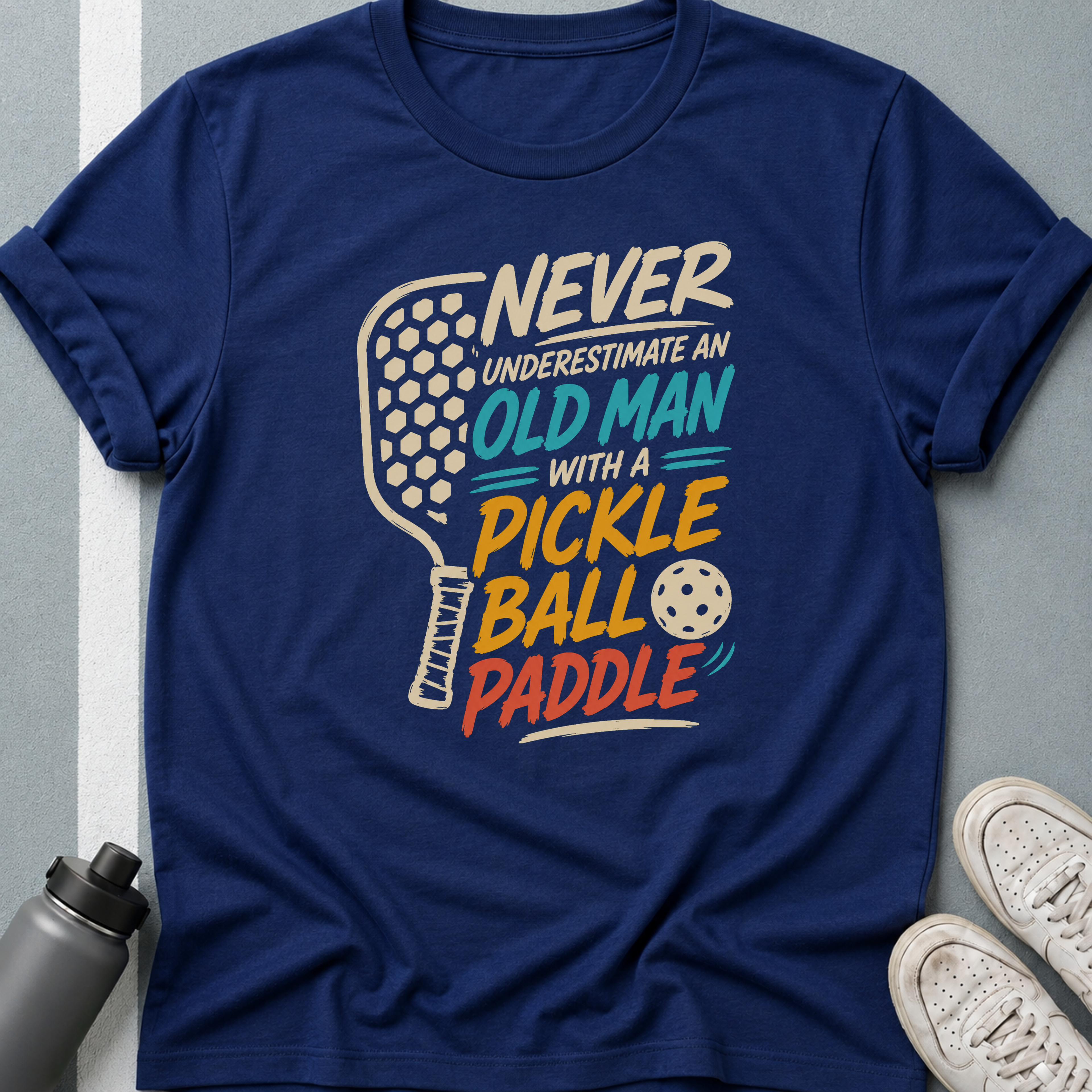 Never Underestimate an Old Man with a Pickleball Paddle Dark Color T-Shirt