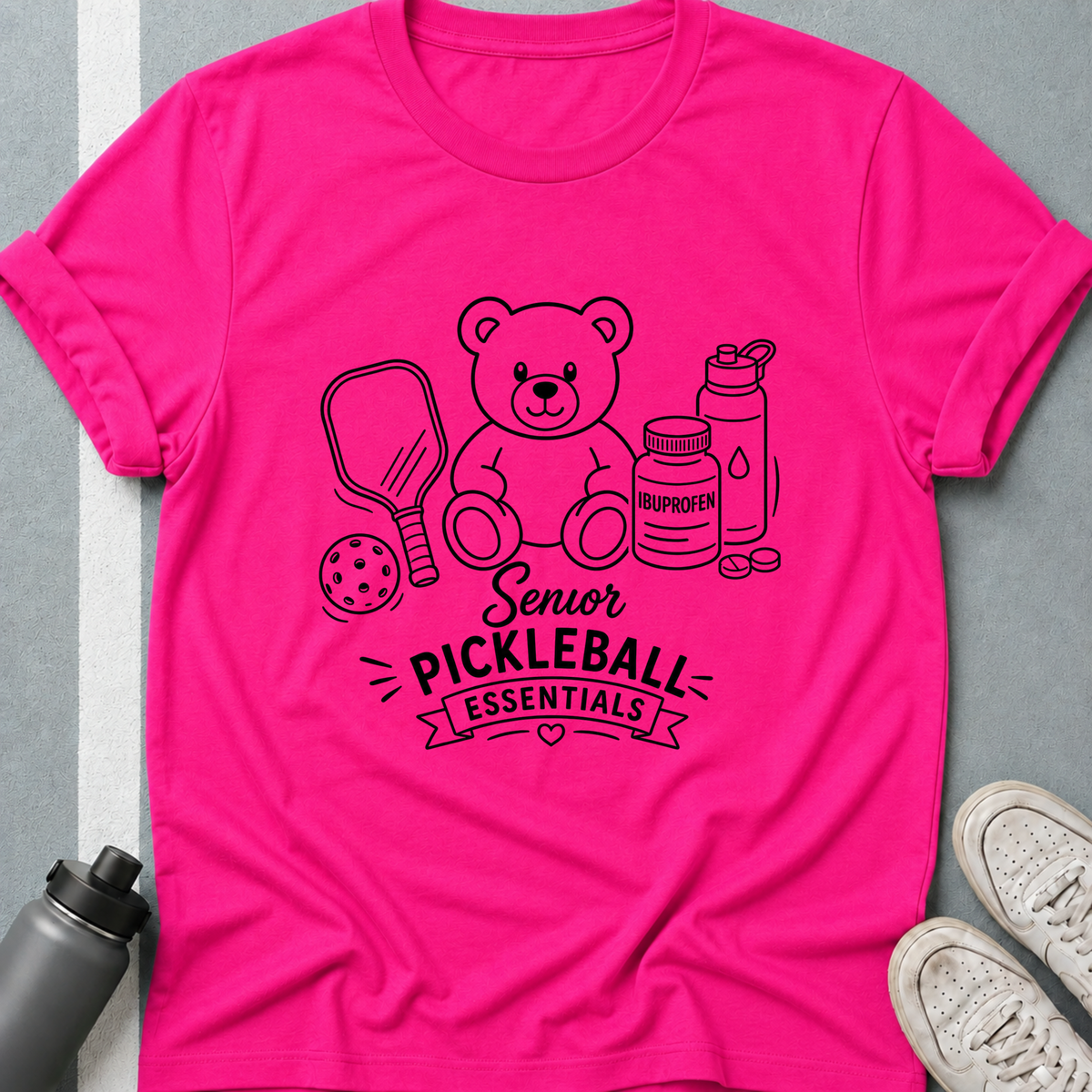 Senior Pickleball Essentials Teddy Bear Light T-Shirt