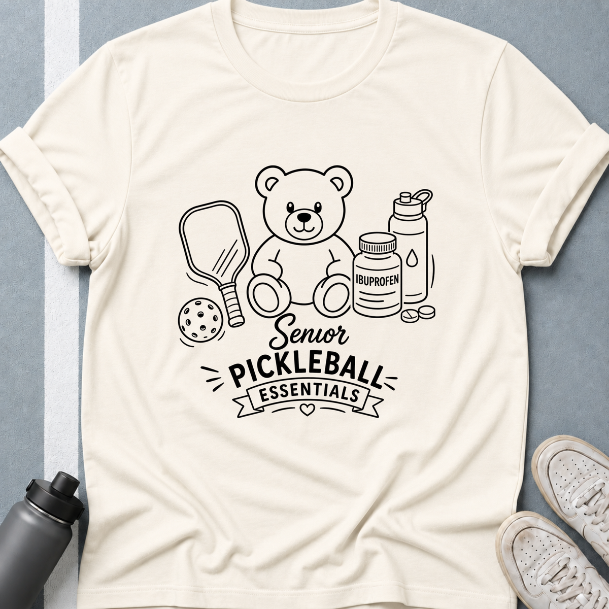 Senior Pickleball Essentials Teddy Bear Light T-Shirt