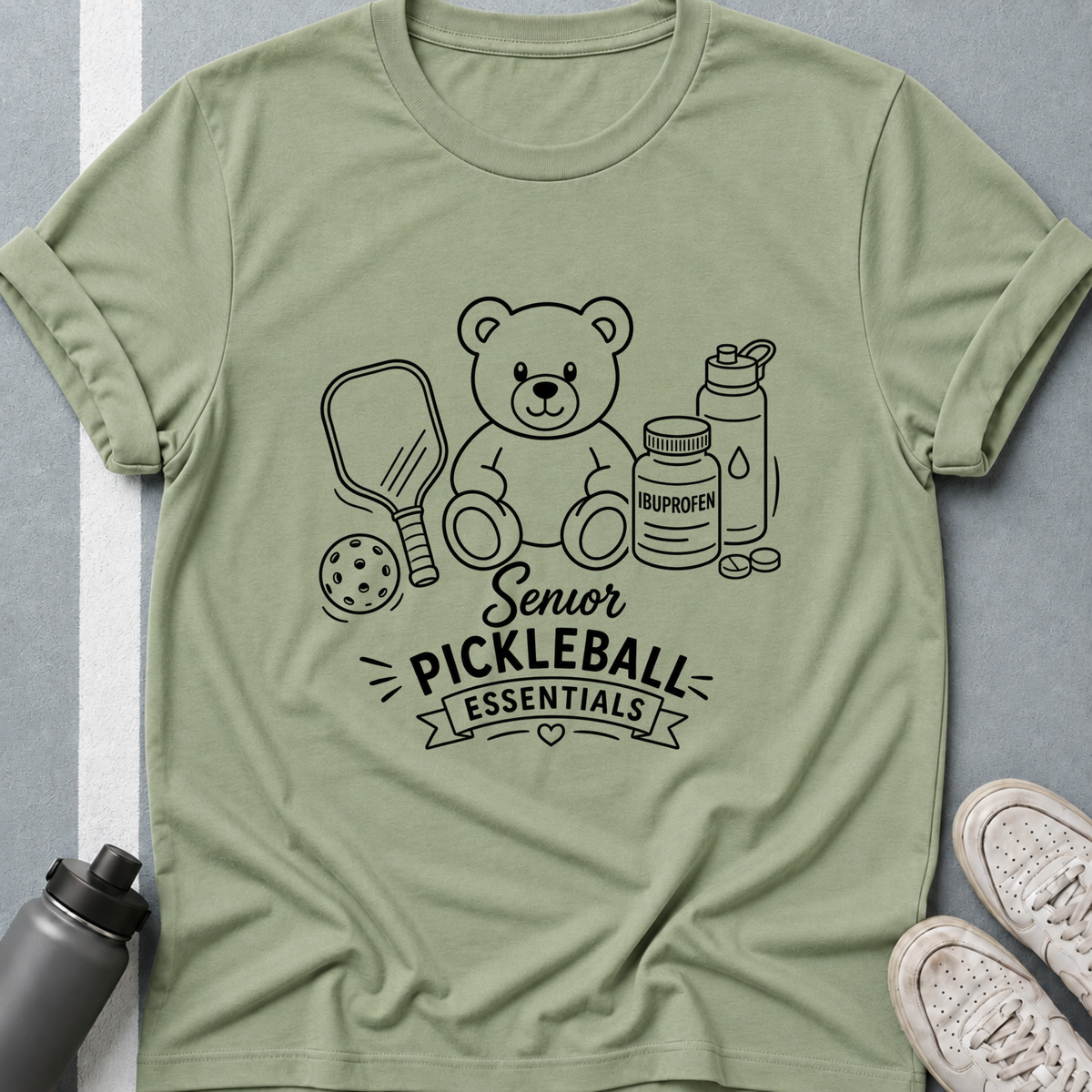 Senior Pickleball Essentials Teddy Bear Light T-Shirt